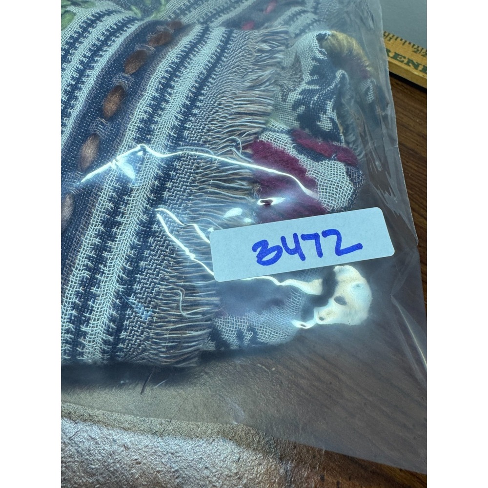 J Jill Woven Winter Bloom Embroidered Traingle Scarf Shawl Wrap 72x27 Woven Wool - Picture 13 of 13